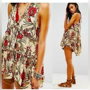 Free People Purple Haze Floral Hummingbird Tunic Size Small